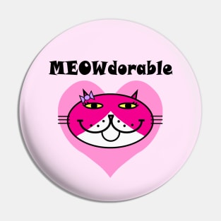 MEOWdorable - PURRty Pink Kitty Face on a Pink Heart Pin