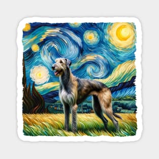 Starry Irish Wolfhound Dog Portrait - Pet Portrait Magnet