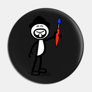 GG Artist Stick Figure On A Green Background Pin