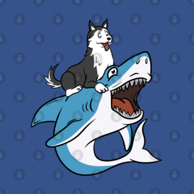 Disover Husky Riding Shark - Husky - T-Shirt