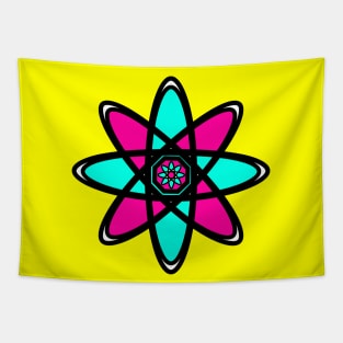 Pink and Aqua Blue Atom Tapestry