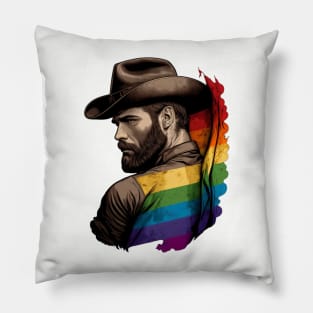 Cowboy LGBTQ pride flag Pillow