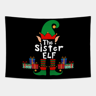 Funny Family Matching Christmas Sister Elf Tapestry