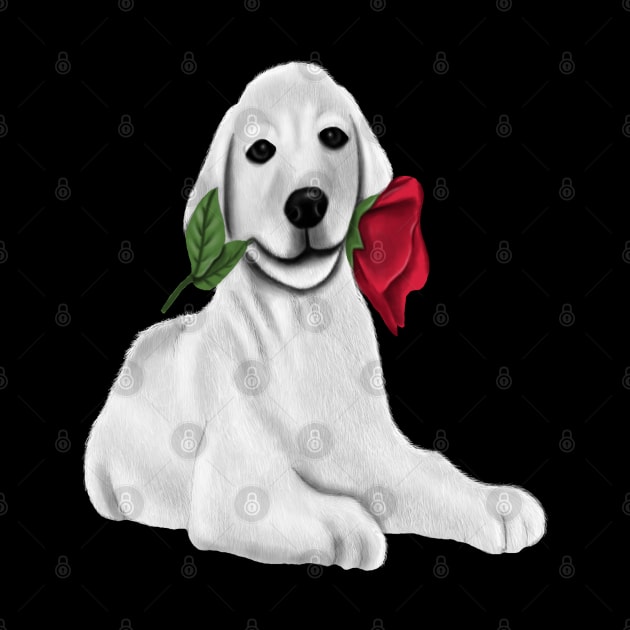 Dog With A Rose Dog Lovers and Couples Gift by Merchweaver