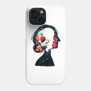 floral female silhouette Phone Case