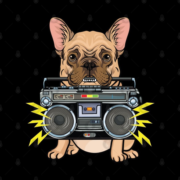 dog biting boombox by Mako Design 