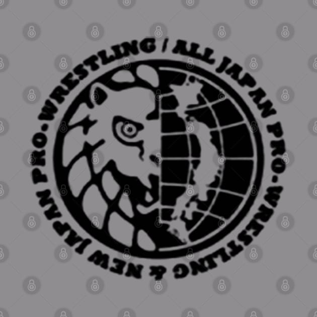 AJPW and NJPW combined Logo B&W by MaxMarvelousProductions