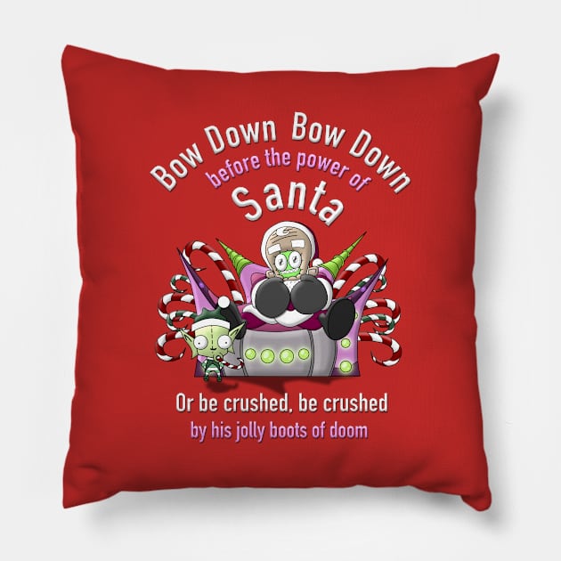 Zim Santa Bow Down Pillow by nightelf