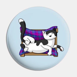 Black and white cat sleeping upside down Pin