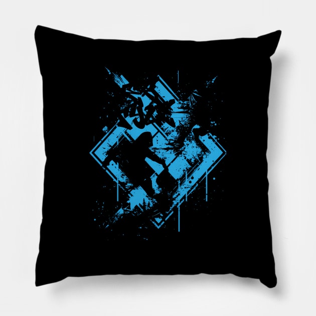 Stencil Silhouette Of Oldschool Hip-Hop Dancers Street Frutiger Metro Musical From The 90S And 2000S Pillow by keng-dela