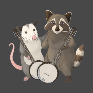 Opossum and Raccoon with banjos T-Shirt