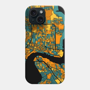 Jacksonville Map Pattern in Orange & Teal Phone Case