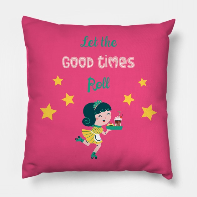 Let the Good Times Roll Pillow by Angela Sbandelli Illustration and Design