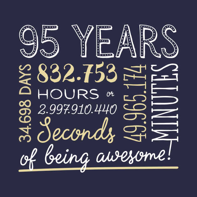 95th Birthday Gifts - 95 Years of being Awesome in Hours & Seconds by BetterManufaktur