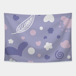 Blue Feather Heart Random Cute Pattern Tapestry