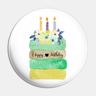 Happy birthday green Cake Pin