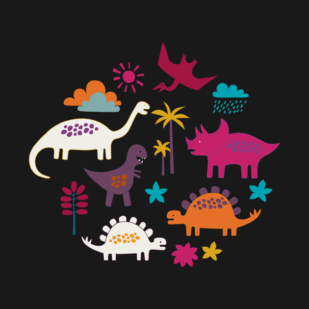 Dinosaur Land - Sunshine Brights - cute Dino design by Cecca Designs by Cecca