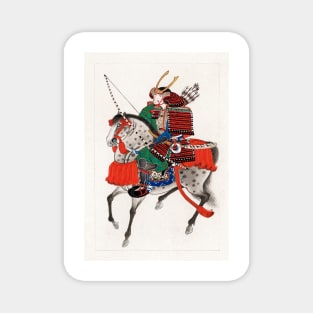 Samurai on Horseback (1878) Vintage Japanese Ink Drawing Magnet