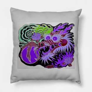 Neon Dragon With 4 Elements Variant 18 Pillow