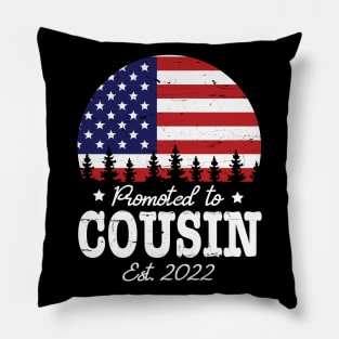 US Flag American Promoted To Cousin Est 2022 Sister Brother Pillow