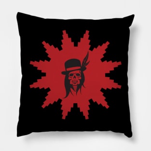 Indian Chief Skull With Navajo Design Pillow