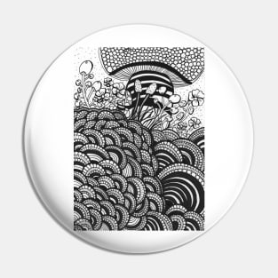 Black and white Mushrooms inspired by zentangle. Pin