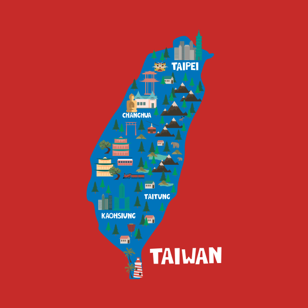 Taiwan Illustrated Map by JunkyDotCom