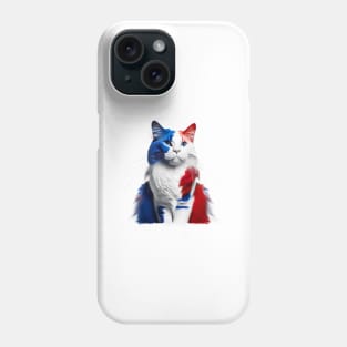 [AI Art] Red, blue and white fluffy Kitty Cat Phone Case