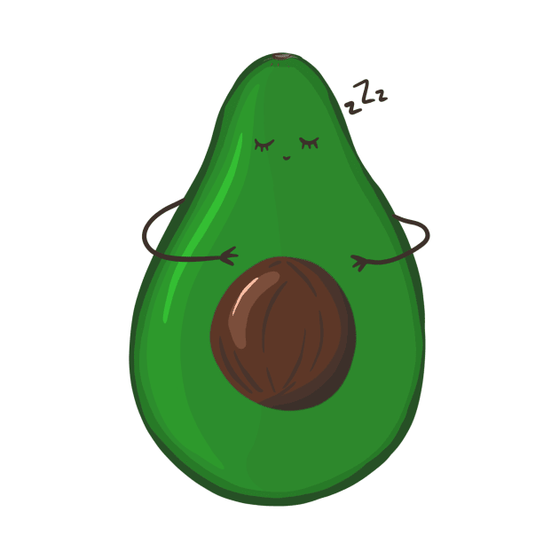 cute print with sleepy avocado by Zjuka_draw