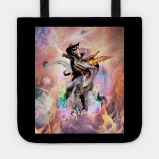 Evil Velociraptor Raptor Fire Dinosaur & Cowboy Space Cat Tote