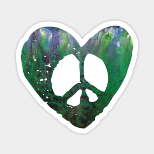 Peace Heart Aqua Grunge Magnet