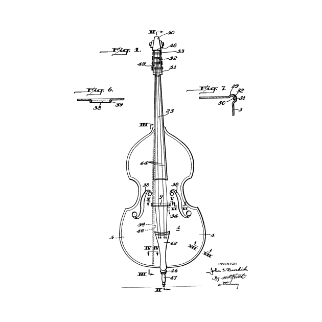 Violin Vintage Patent Hand Drawing by TheYoungDesigns