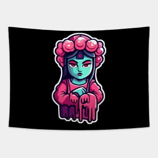 Faceless Pink-Haired Character - Unique Artistic Design Tapestry