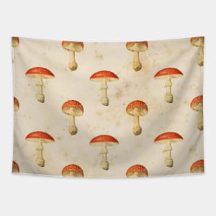 Mushroom Vintage Illustrations Gobilncore Gothic Victorian Cottagecore Pattern Tapestry