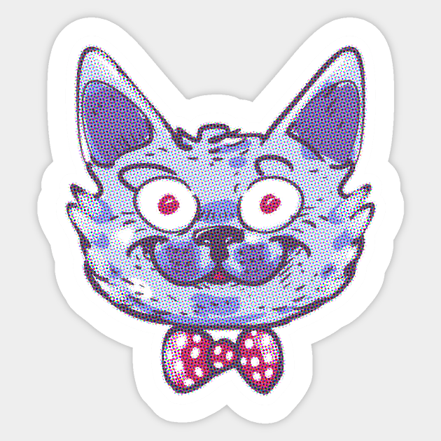 Funny Cat Head With Bow Tie Cartoon Halftone Dots Cat Cartoons Sticker Teepublic Animal technology concept isolated premium vector. teepublic