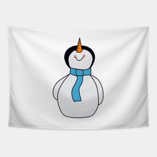 Blue Scarf Snowman Tapestry