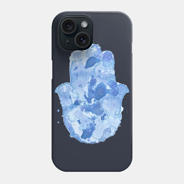 Blue Watercolor Hamsa - Evil Eye Protection Phone Case by JMM Designs