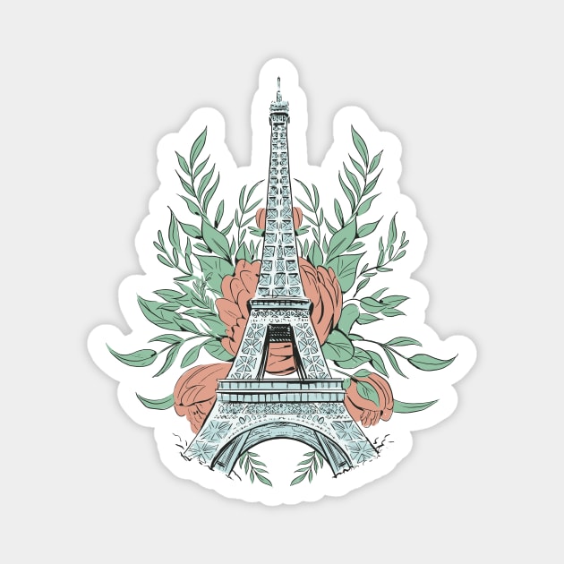 Eiffel Tower with Roses Magnet by SunburstGeo