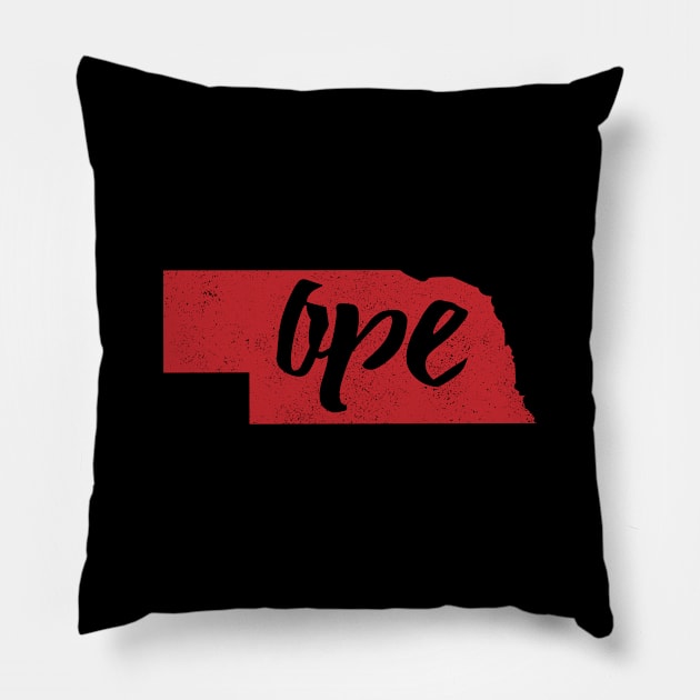 Ope Nebraska Midwest Humor Pillow by Commykaze