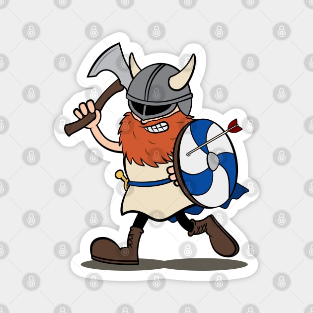 Viking Berserker Cartoon (Player 1 / blue) Magnet by Koyaanisqatsian