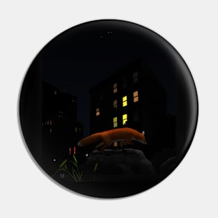 City Fox at Night Pin