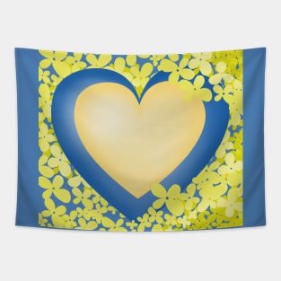 Heart and yellow flowers Tapestry