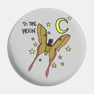 Chinese Moon Moth (Actias Ningpoana) Flying To The Moon (White) Pin