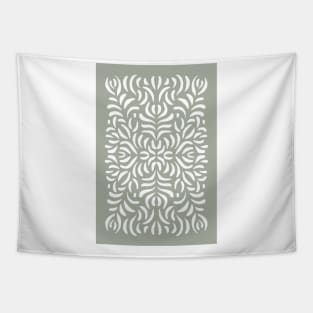 Sage green botanical line art pattern Tapestry