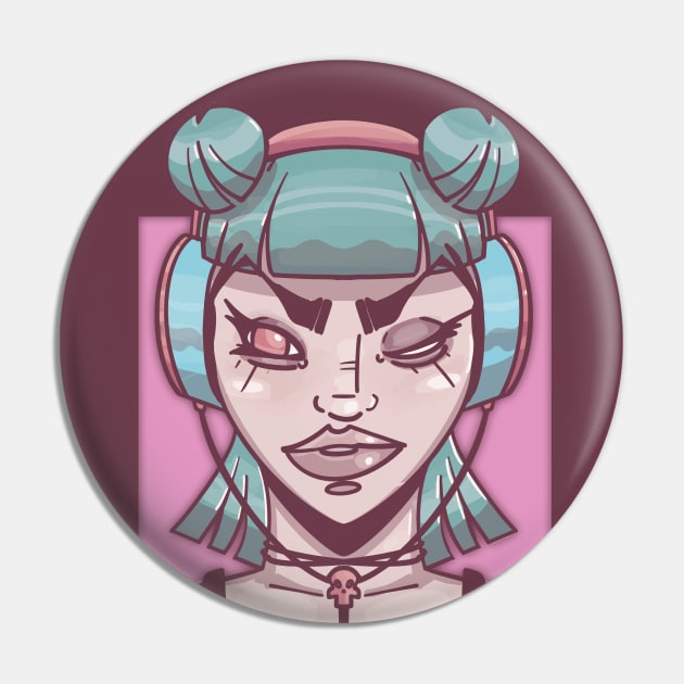 Headphone Girl Pin by GodsBurden