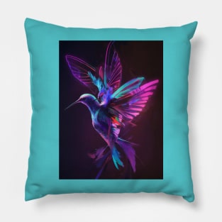 Neon Humming Bird art Pillow
