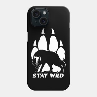 Stay Wild - Wolf silhouette and footprint Phone Case