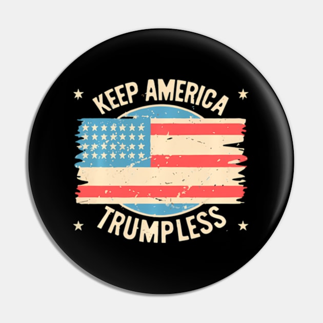 Keep America Trumpless American Flag Map Pin by lam-san-dan