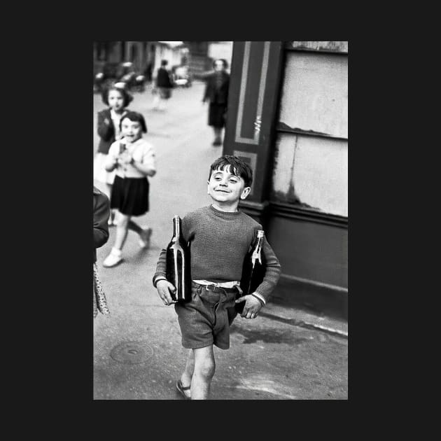 Little Boy with Bottles of Wine, Black and White Vintage by wesleygrant