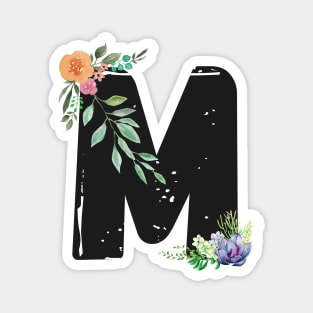 Letter M - Botanical English Alphabet, Name Initial Magnet